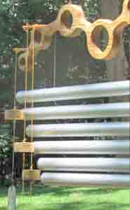 FAIR TRADE HEDGEHOG WIND CHIME HANDMADE IN WOOD WITH METAL TUBES LENGTH 32cm